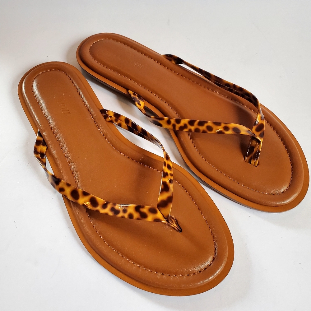 J. Crew Brown Leopard Leather Sandals Size 8.5